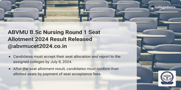 ABVMU BSc Nursing Round 1 Seat Allotment 2024